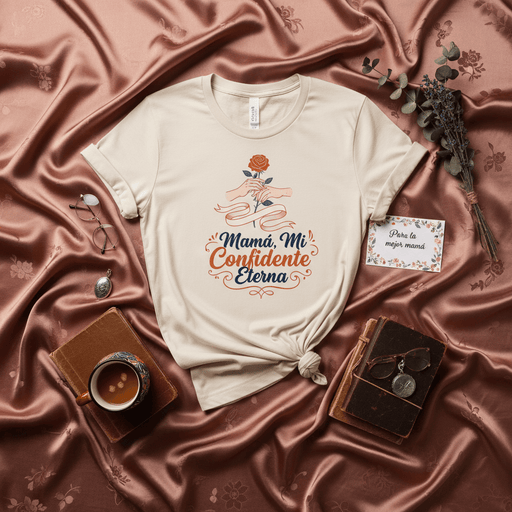 Mamá Mi Confidente Eterna T-Shirt Unisex, Regalo para el Día de la Madre, Camiseta de Manga Corta con Diseño Floral, Playera con Mensaje de Amor y Confianza Maternal en Español. Mexicada