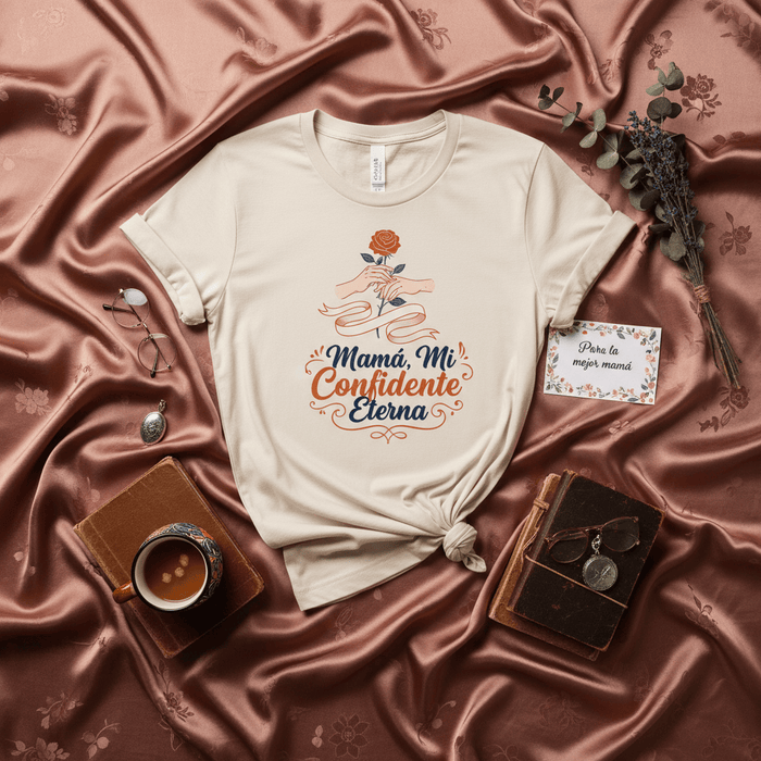 Mamá Mi Confidente Eterna T-Shirt Unisex, Regalo para el Día de la Madre, Camiseta de Manga Corta con Diseño Floral, Playera con Mensaje de Amor y Confianza Maternal en Español. Mexicada