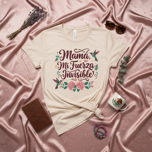 Mamá Mi Fuerza Invisible T-Shirt | Spanish Mother's Day Gift | Floral Hummingbird Tee for Mom | Latina Mama Shirt | Mexican Heritage Spanish Quote T-Shirt Mexicada