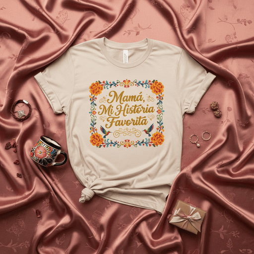 Mamá Mi Historia Favorita T-Shirt, Mother's Day Gift, Spanish Shirt for Mom, Floral Graphic Tee, Hummingbird Design, Regalo para Mamá, Mexican Folk Art Inspired, Hispanic Heritage Apparel Mexicada