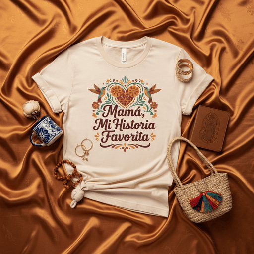Mamá Mi Historia Favorita T-Shirt, Spanish Mother's Day Gift, Floral Heart Graphic Tee, Mexican Mama Shirt, Latina Mom Gift, Cute Bird Design, Hispanic Heritage Apparel Mexicada