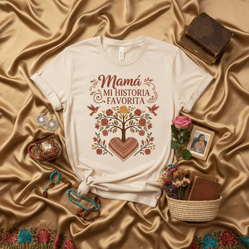 Mamá Mi Historia Favorita T-Shirt, Spanish Mother's Day Gift, Floral Heart Tree Design, Latina Mom Shirt, Best Mom Story Tee, Familia Heritage Shirt, Spanish Language Gift for Mother, Presente para Mamá Mexicada