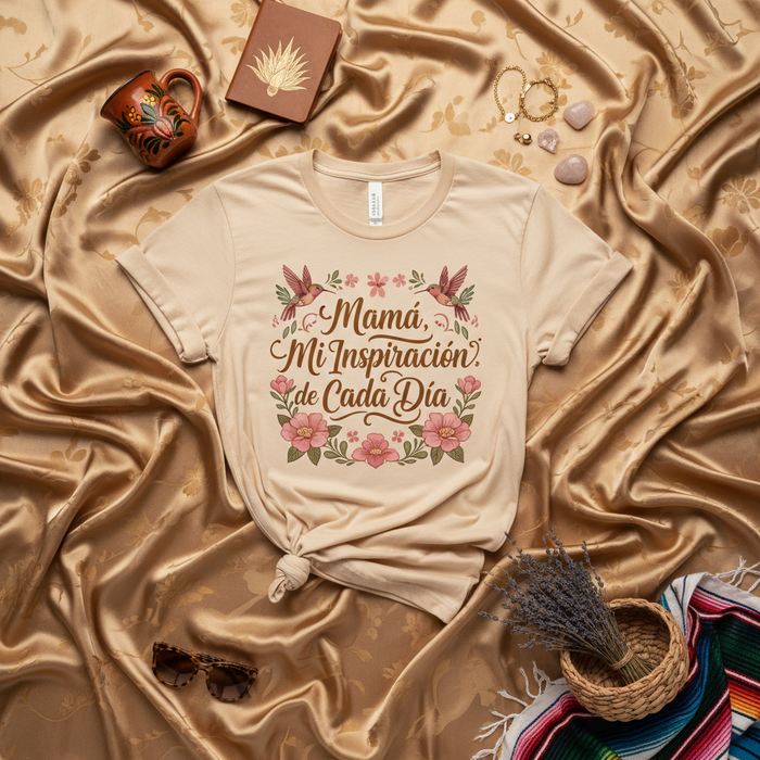 Mamá Mi Inspiración de Cada Día T-Shirt, Camiseta Regalo para Mamá Española, Floral Hummingbird Tee, Mother's Day Gift Idea, Camisa Unisex Mexicada