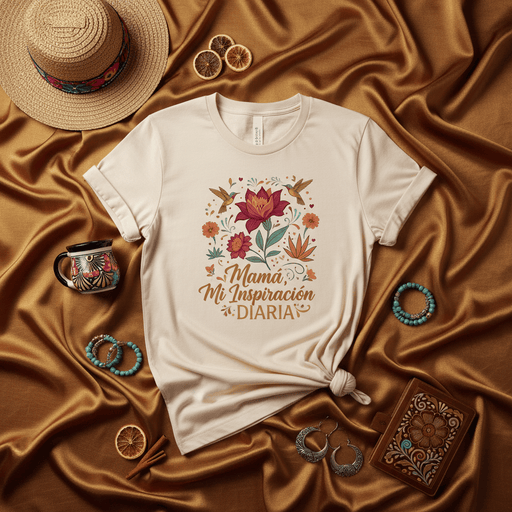 Mamá Mi Inspiración Diaria Shirt, Spanish T-Shirt, Mother's Day Gift, Latina Mom Shirt, Hummingbird Floral Graphic Tee, Mexican Style Folk Art T-shirt, Hispanic Heritage Month Top Mexicada