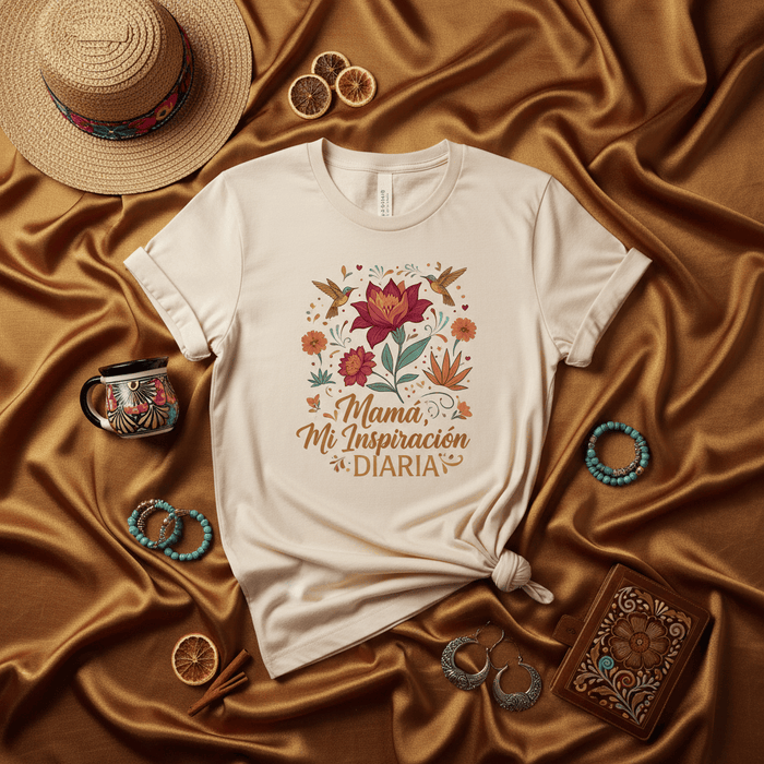 Mamá Mi Inspiración Diaria Shirt, Spanish T-Shirt, Mother's Day Gift, Latina Mom Shirt, Hummingbird Floral Graphic Tee, Mexican Style Folk Art T-shirt, Hispanic Heritage Month Top Mexicada