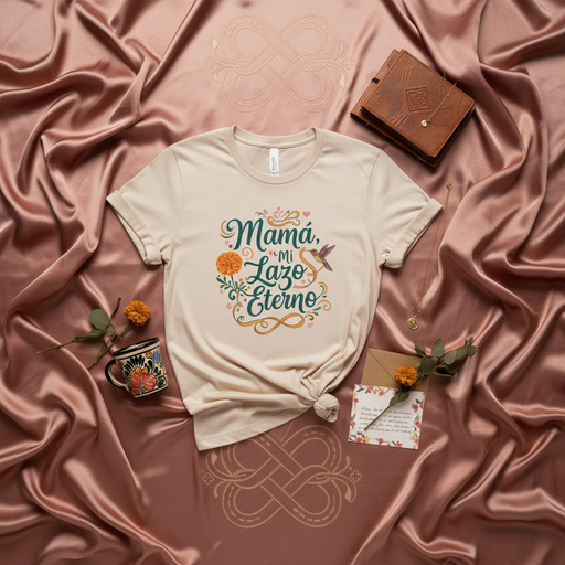 Mamá mi Lazo Eterno Camiseta Unisex, Día de la Madre, Regalo para Mamá, Hummingbird Floral Design Tee, Playera de Español, Sólido Beige Claro Mexicada