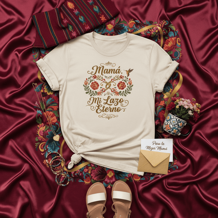 Mamá Mi Lazo Eterno Camiseta Unisex - Regalo de Día de la Madre en Español con Diseño Floral de Colibrí - Playera para Mamás Latinas - Playera de Mami Para La Mejor Mamá - Ropa de Celebración Familiar Mexicada