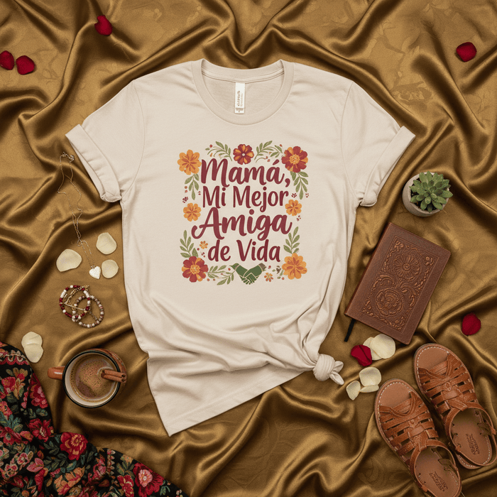 Mamá Mi Mejor Amiga de Vida Camiseta Unisex Floral para Mamá, Regalo Día de las Madres, Playera en Español para la Mejor Amiga y Madre Mexicada