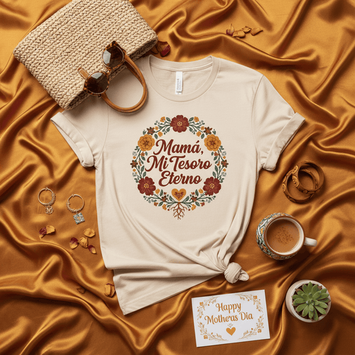 Mamá, Mi Tesoro Eterno Camiseta Floral del Día de la Madre en Español Regalo para Mamá Latina con Frase Bilingüe Happy Mother's Dia Unisexo Mexicada