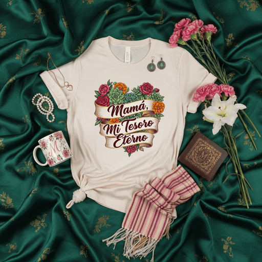 Mamá Mi Tesoro Eterno T-Shirt, Día de la Madre Floral Heart Tee, Regalo para Mamá Española, Forever Treasure Mom Gift, Camiseta para Madre Latina Mexicada
