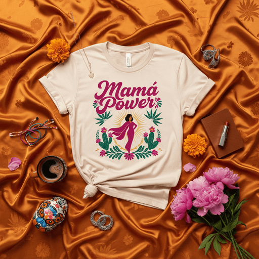Mamá Power Shirt, Mother's Day Gift for Mom, Latina Superwoman Tee, Floral Cactus Graphic T-Shirt, Spanish Quote Mama Superpower, Strong Woman Empowerment, Mexican Heritage Apparel Mexicada