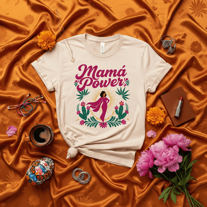 Mamá Power Shirt, Mother's Day Gift for Mom, Latina Superwoman Tee, Floral Cactus Graphic T-Shirt, Spanish Quote Mama Superpower, Strong Woman Empowerment, Mexican Heritage Apparel Mexicada