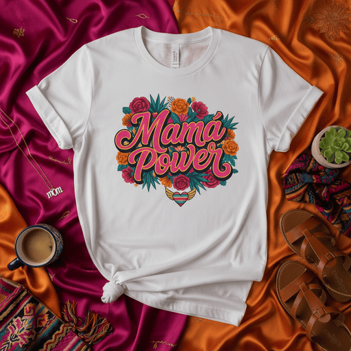 Mamá Power T-Shirt, Mother's Day Gift for Mom, Floral Design Tee, Latina Mom Shirt, Spanish Phrase Top, Strong Mama Present, Womens Empowerment Graphic Shirt Mexicada