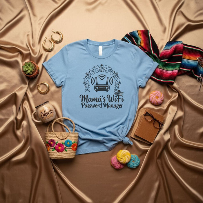 Mamá's WiFi Password Manager T-Shirt | Funny Latina Mom Internet Router Graphic Tee | Mother's Day Gift for Hispanic Mama Women Mexicada