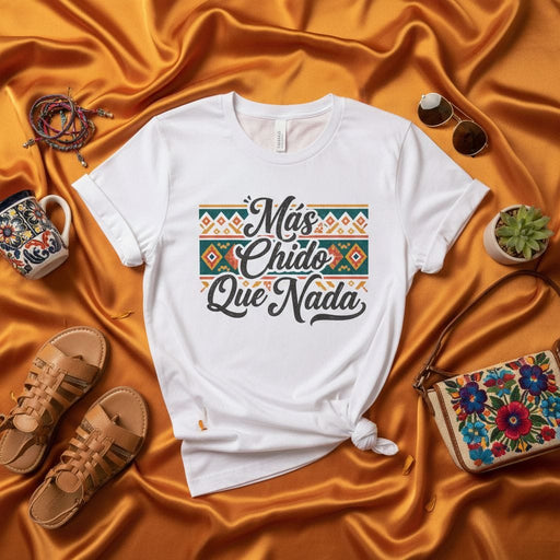 Más Chido Que Nada T-Shirt, Unisex Spanish Phrase Tee, Aztec Inspired Folkloric Design Shirt, Cultural Gift Top Mexicada