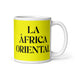 La África Oriental The East African Funny Home Office Work Coffee Mug Mexican Spanish Pride Gift White Glossy Cup Yellow Card Mug Mexicada 11 oz