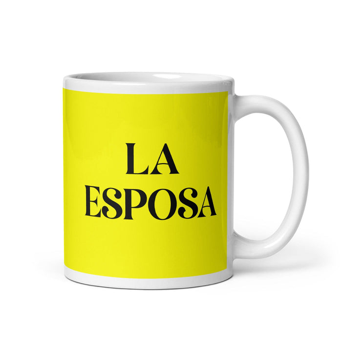 La Esposa The Wife / The Husband Funny Home Office Work Coffee Mug Mexican Spanish Pride Gift White Glossy Cup Yellow Card Mug Mexicada 11 oz