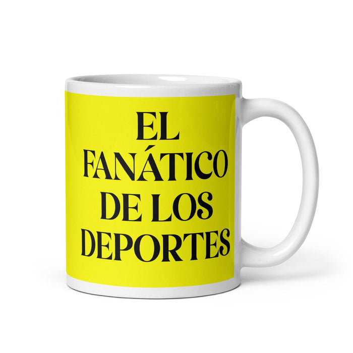 El Fanático De Los Deportes The Sports Fan Funny Home Office Work Coffee Mug Mexican Spanish Pride Gift White Glossy Cup Yellow Card Mug Mexicada 11 oz