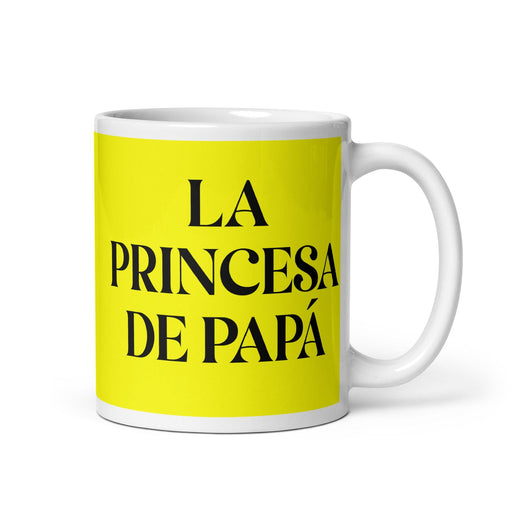 La Princesa De Papá Daddy'S Little Princess / Mama'S Little Prince Funny Home Office Work Coffee Mug Mexican Spanish Pride Gift White Glossy Cup Yellow Card Mug Mexicada 11 oz
