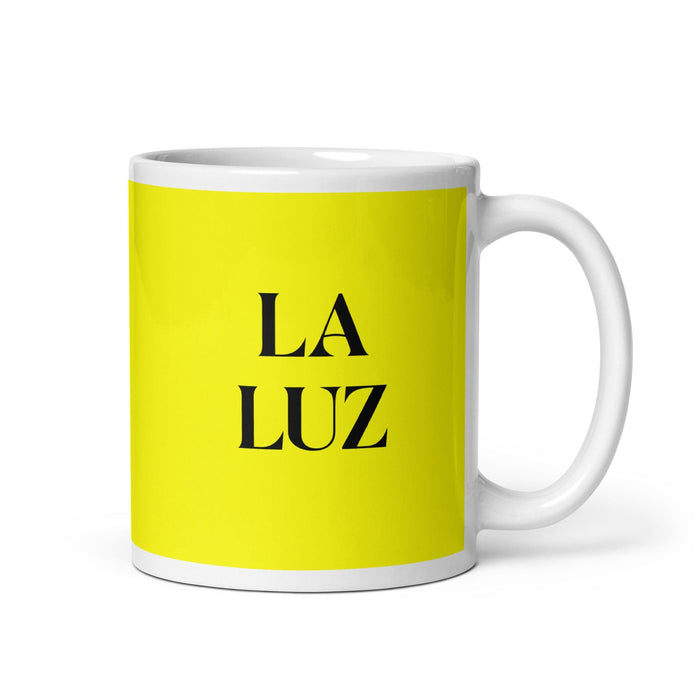 La Luz The Light Funny Home Office Work Coffee Mug Mexican Spanish Pride Gift White Glossy Cup Yellow Card Mug Mexicada 11 oz