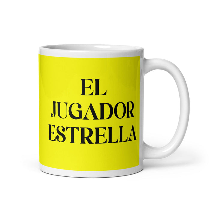 El Jugador Estrella The Star Player Funny Home Office Work Coffee Mug Mexican Spanish Pride Gift White Glossy Cup Yellow Card Mug Mexicada 11 oz