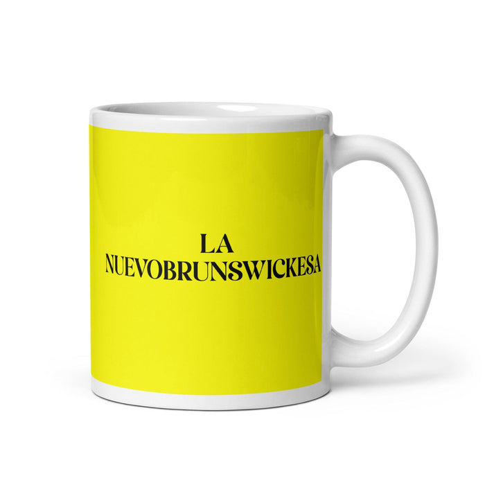 La Nuevobrunswickesa The New Brunswicker Funny Home Office Work Coffee Mug Mexican Spanish Pride Gift White Glossy Cup Yellow Card Mug Mexicada 11 oz