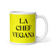 La Chef Vegana The Vegan Chef Funny Home Office Work Coffee Mug Mexican Spanish Pride Gift White Glossy Cup Yellow Card Mug Mexicada 11 oz