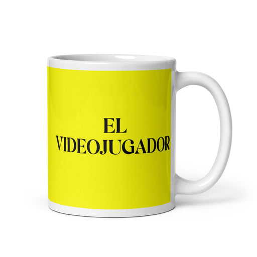 El Videojugador The Gamer Funny Home Office Work Coffee Mug Mexican Spanish Pride Gift White Glossy Cup Yellow Card Mug Mexicada 11 oz