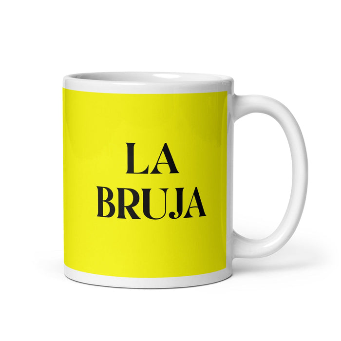 La Bruja The Witch / Wizard Funny Home Office Work Coffee Mug Mexican Spanish Pride Gift White Glossy Cup Yellow Card Mug Mexicada 11 oz