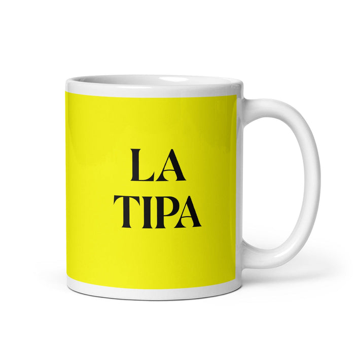 La Tipa The Gal / The Guy Funny Home Office Work Coffee Mug Mexican Spanish Pride Gift White Glossy Cup Yellow Card Mug Mexicada 11 oz