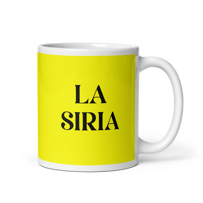 La Siria The Syrian Funny Home Office Work Coffee Mug Mexican Spanish Pride Gift White Glossy Cup Yellow Card Mug Mexicada 11 oz