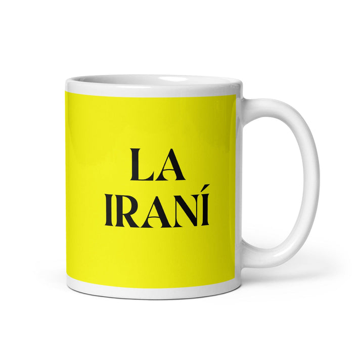 La Iraní The Iranian Funny Home Office Work Coffee Mug Mexican Spanish Pride Gift White Glossy Cup Yellow Card Mug Mexicada 11 oz