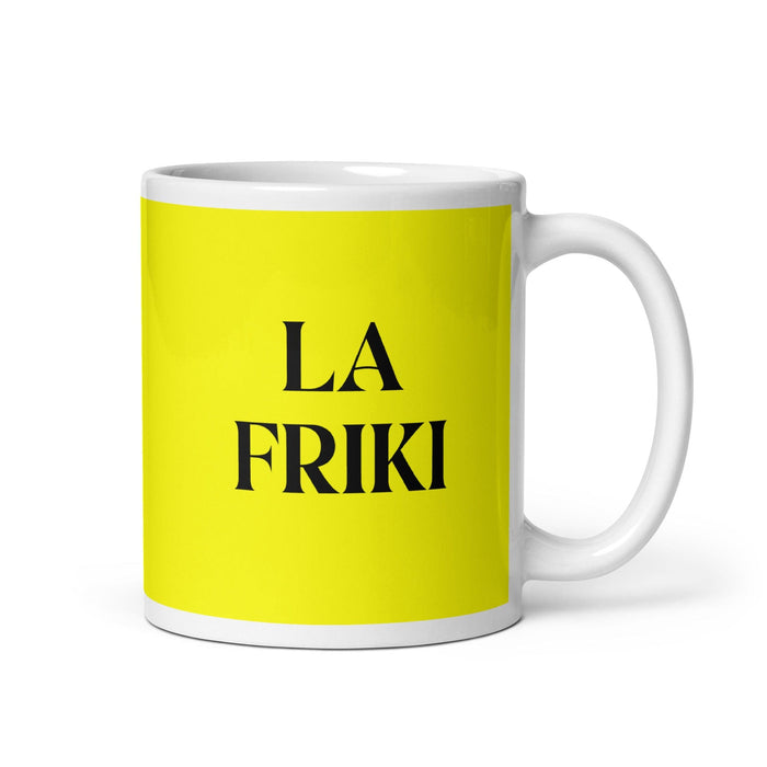 La Friki The Geek Funny Home Office Work Coffee Mug Mexican Spanish Pride Gift White Glossy Cup Yellow Card Mug Mexicada 11 oz