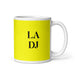 La Dj The Dj Funny Home Office Work Coffee Mug Mexican Spanish Pride Gift White Glossy Cup Yellow Card Mug Mexicada 11 oz