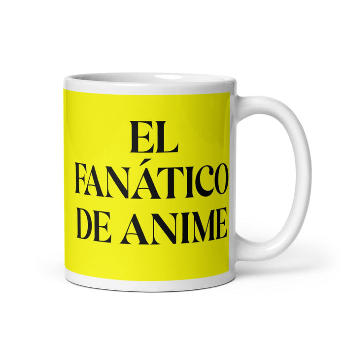 El Fanático De Anime The Anime Fan Funny Home Office Work Coffee Mug Mexican Spanish Pride Gift White Glossy Cup Yellow Card Mug Mexicada 11 oz