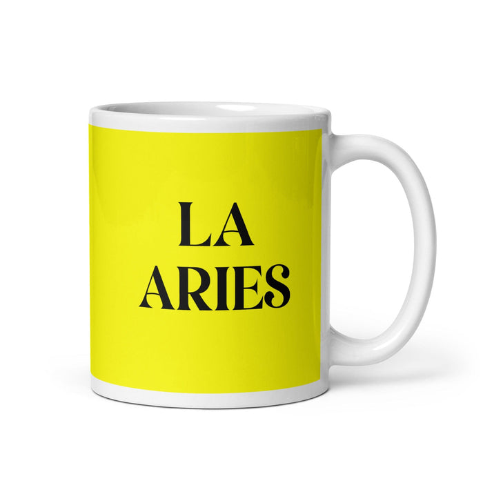 La Aries The Aries Funny Home Office Work Coffee Mug Mexican Spanish Pride Gift White Glossy Cup Yellow Card Mug Mexicada 11 oz