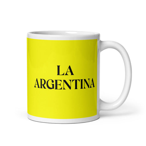 La Argentina The Argentine Funny Home Office Work Coffee Mug Mexican Spanish Pride Gift White Glossy Cup Yellow Card Mug Mexicada 11 oz