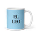 El Leo The Leo Funny Home Office Work Coffee Mug Mexican Spanish Pride Gift White Glossy Cup Sky Blue Card Mug Mexicada 11 oz