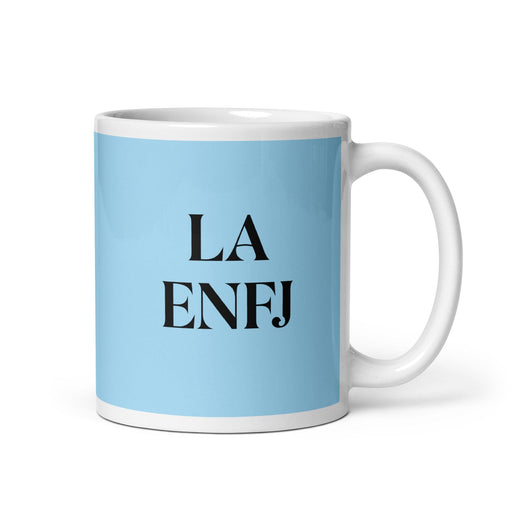 La ENFJ The Protagonist MBTI Personality Funny Home Office Work Coffee Mug Mexican Spanish Pride Gift White Glossy Cup Sky Blue Card Mug Mexicada 11 oz