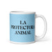 La Protectora Animal The Animal Protector Funny Home Office Work Coffee Mug Mexican Spanish Pride Gift White Glossy Cup Sky Blue Card Mug Mexicada 11 oz