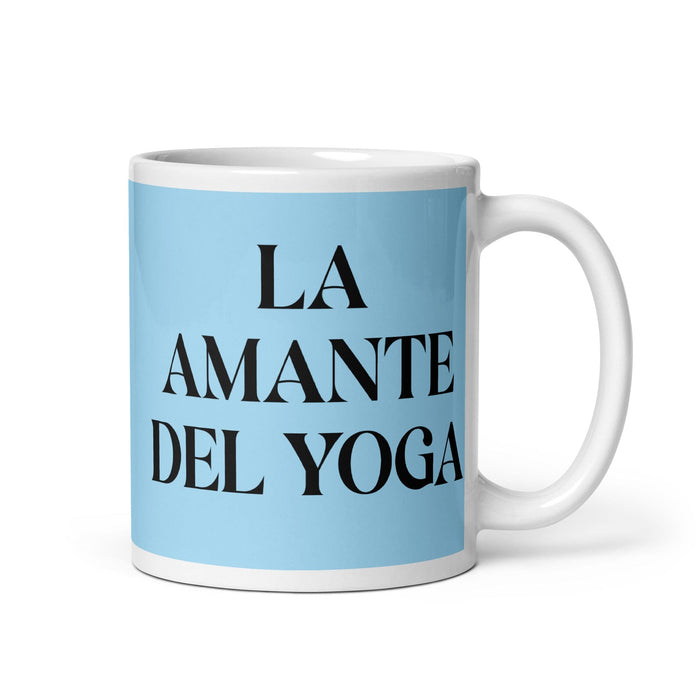 La Amante Del Yoga The Yoga Lover Funny Home Office Work Coffee Mug Mexican Spanish Pride Gift White Glossy Cup Sky Blue Card Mug Mexicada 11 oz