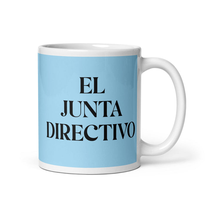 El Junta Directivo The Board Member Funny Home Office Work Coffee Mug Mexican Spanish Pride Gift White Glossy Cup Sky Blue Card Mug Mexicada 11 oz