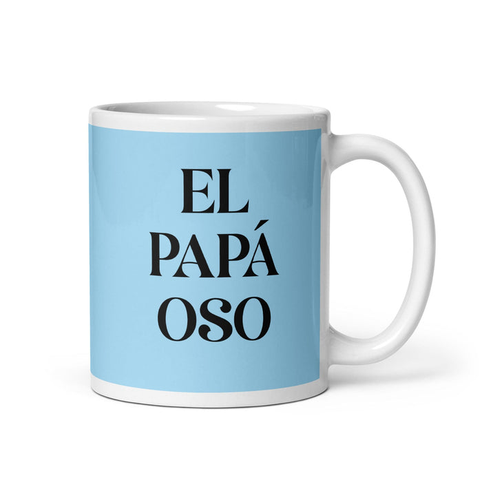 El Papá Oso The Mama Bear / Papa Bear Funny Home Office Work Coffee Mug Mexican Spanish Pride Gift White Glossy Cup Sky Blue Card Mug Mexicada 11 oz