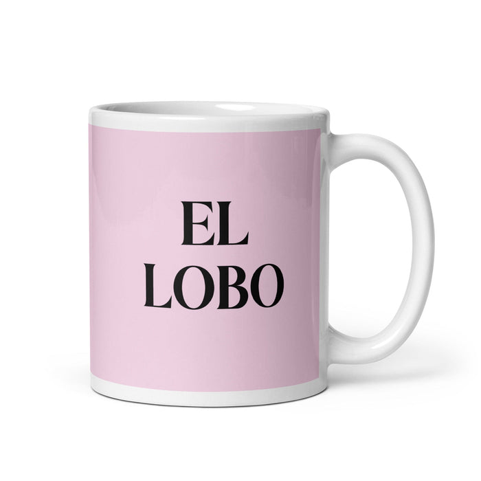 El Lobo The Wolf Funny Home Office Work Coffee Mug Mexican Spanish Pride Gift White Glossy Cup Light Pink Card Mug Mexicada 11 oz