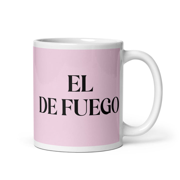 El De Fuego The Fire Sign Funny Home Office Work Coffee Mug Mexican Spanish Pride Gift White Glossy Cup Light Pink Card Mug Mexicada 11 oz