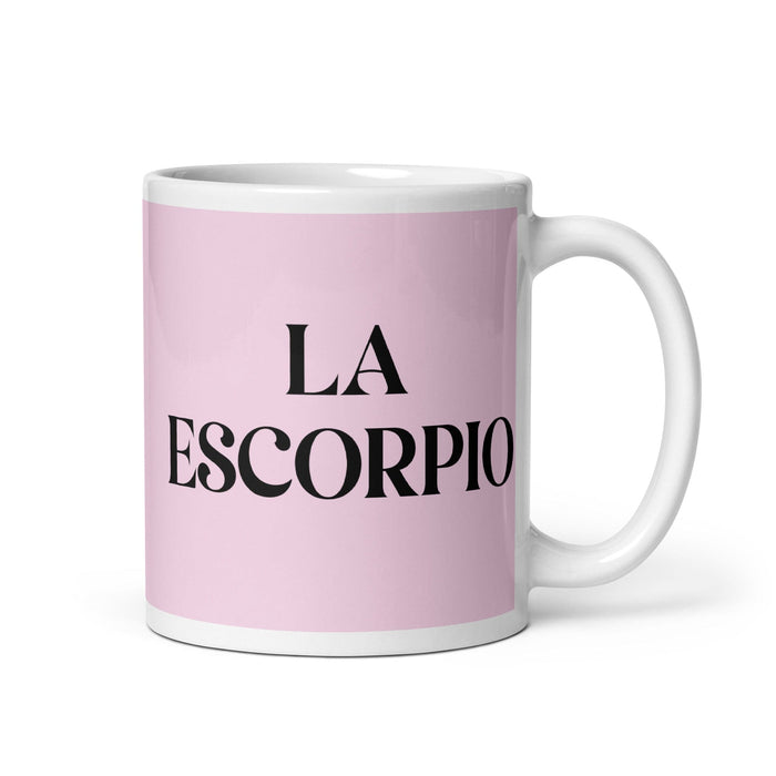 La Escorpio The Scorpio Funny Home Office Work Coffee Mug Mexican Spanish Pride Gift White Glossy Cup Light Pink Card Mug Mexicada 11 oz