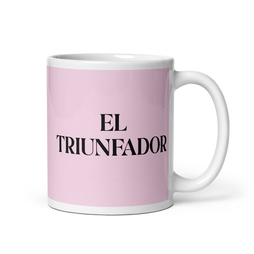 El Triunfador The Achiever (Type 3) Funny Home Office Work Coffee Mug Mexican Spanish Pride Gift White Glossy Cup Light Pink Card Mug Mexicada 11 oz