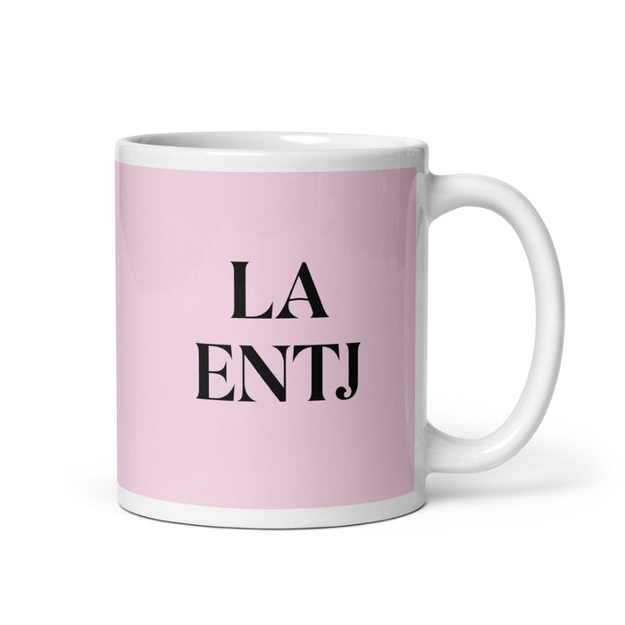 La ENTJ The Commander MBTI Personality Funny Home Office Work Coffee Mug Mexican Spanish Pride Gift White Glossy Cup Light Pink Card Mug Mexicada 11 oz