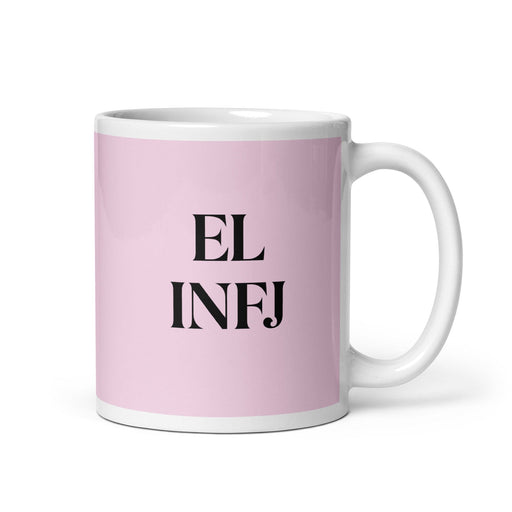 El INFJ The Advocate MBTI Personality Funny Home Office Work Coffee Mug Mexican Spanish Pride Gift White Glossy Cup Light Pink Card Mug Mexicada 11 oz