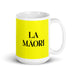 La Māori The Māori Funny Home Office Work Coffee Mug Mexican Spanish Pride Gift White Glossy Cup Yellow Card Mug Mexicada 15 oz